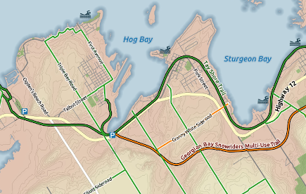Example of cycling map created by GIS showing map cartography